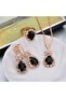 Aurora Crystal Stone Black Water Drop Necklace Earrings and Lover Gift Jewelry Set with Adjustable Ring