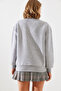 Women's Gray Melange Three Thread Shaded Colorful Heart Printed Sweatshirt Mbhs007 60601007 - 4