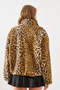 Women's Camel Leopard Patterned Faux Fur Coat 2426 60251795 - 3