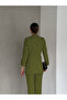 Khaki Folded Sleeve Detail Blazer Jacket and Carrot Cut Pants Atlas Woven Fabric Suit - 3