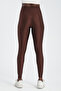 Women's Brown Shaping High-Waist Shiny Disco Leggings - 5