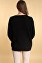 Women's Black Oversize Casual V-Neck Knitwear Sweater - 6