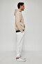 Men's Beige Unisex Plain Hooded Collar Cotton Pocket Detailed Sweatshirt - 3