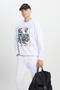 White Batman Licensed 3 Thread Men's Sweatshirt - Loose Fit, Loose Fit, Cotton, Crew Neck - 4
