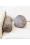Gray Plush Ball Pillow - Cylinder Pillow Set of 2 - 3