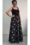 6-Piece Black Floral Patterned Combed Viscose Skirt with Elastic Waistband - 5