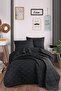 Quilted Bedspread Set Single Solid Black