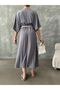 Women's Gray Belted Summer Dress - 4