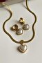 Steel White Pearl Heart Necklace (43 Cm) - 3