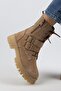 Hannah Women's Genuine Leather Lace-up Zippered Buckle Sand Suede Boots - 5