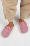 Suzen Women's Textile Furry Genuine Leather Belted Buckle Pink Slippers - 6