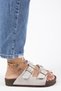 Anlelic Women's Genuine Leather Double Buckle Beige Slippers - 2