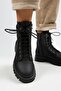 Adel Women's Genuine Leather Laced Black-Black Boots with Internal Zipper - 5