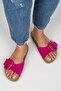 Alandra Women's Genuine Leather Single Strap Fuchsia Slippers - 3