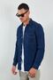 Navy Blue Double Pocket Men's Shirt Navy Blue - 6