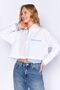 White Pocket and Cuff Detailed Crop Striped Shirt| MKS169146-01 - 6