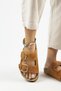 Irene Antique Women's Leather Genuine Leather Double Buckle Tan Gold Slippers - 7