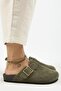 Zeta 2 Women's Genuine Leather Belted Buckle Sabo Khaki Slippers