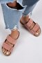 Vina Women's Genuine Leather Double Velcro Powder Slippers