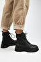 Adel Women's Genuine Leather Laced Black-Black Boots with Internal Zipper - 7