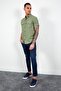 Khaki Linen Short Sleeve Double Pocket Flap Shirt - 6