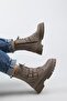 Hannah Women's Genuine Leather Lace-up Zippered Buckle Mink Boots - 5