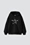 Leopar Starz V2 Printed Oversize Unisex Premium Black Hoodie