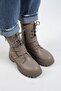 Hannah Women's Genuine Leather Lace-up Zippered Buckle Mink Boots - 7
