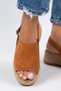Penny Women's Genuine Leather Belted Buckle Tan Sandals - 5