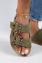 Alona Women's Genuine Leather Double-Buckled Sea Green Slippers