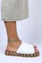 Galena Genuine Leather Open Front Single Strap White Slippers - 2