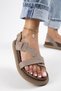 Azelya Women's Genuine Leather Buckled Scarf Sandals Taupe