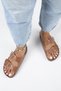 Anjelic Croco Women's Genuine Leather Double Buckle Tan Slippers - 7