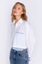 White Pocket and Cuff Detailed Crop Striped Shirt| MKS169146-01 - 7