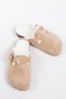Zeta Furry Women's Genuine Leather Buckle Belted Furry Sand Suede Slippers - 7