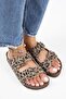 Anlelic Leopard Women's Genuine Leather Double Buckle Mink Slippers - 3