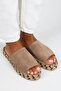 Galena Women's Genuine Leather Single Strap Mink Slippers - 2