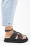 Tulipan Women's Genuine Leather Black Slippers with Straps - 2