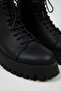 Aster Women's Genuine Leather Lace-up Zippered Black Boots - 4