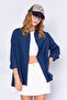 Women's Relaxed Fit 100% Cotton Poplin Shirt |   Navy Blue Mks 163867 -01