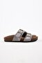 Jose Men's Genuine Leather Double Buckle Gray Slippers - 3