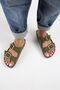 Jazmin Women's Genuine Leather Double Buckle Khaki Slippers - 7