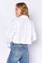 White Pocket and Cuff Detailed Crop Striped Shirt| MKS169146-01 - 5