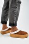 Miranda Women's Genuine Leather Flat Fur Lined Tan Slippers - 5