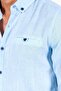 Turquoise Long Sleeve Straw Linen Men's Shirt - 4