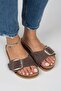Jade Women's Leather Single Strip Brown - Silver Slippers - 2