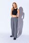 Gray Melange Polyviscose Woven Lycra Front-Pleated Palazzo Relaxed Fit Trousers Ee10009574