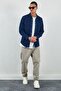 Double Pocket Flap Men's Shirt Navy Blue |   Ee100117832-7832 - 7