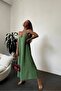 Aerobin Fabric Long Green Dress with Adjustable Straps - 4