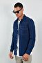 Double Pocket Flap Men's Shirt Navy Blue |   Ee100117832-7832 - 6